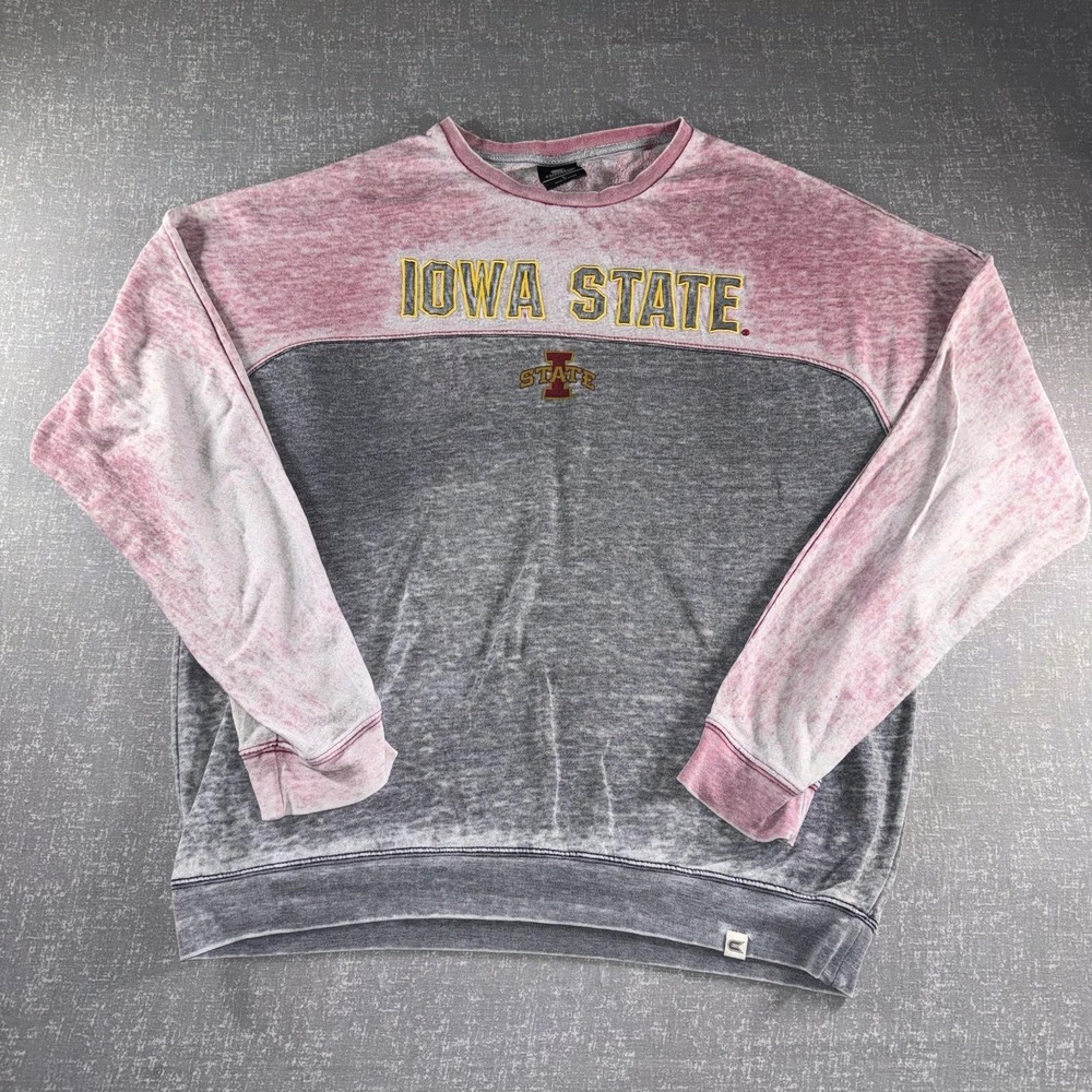 Iowa State Cyclones Sweatshirt Womens Large Gray Pink NCAA College Colosseum